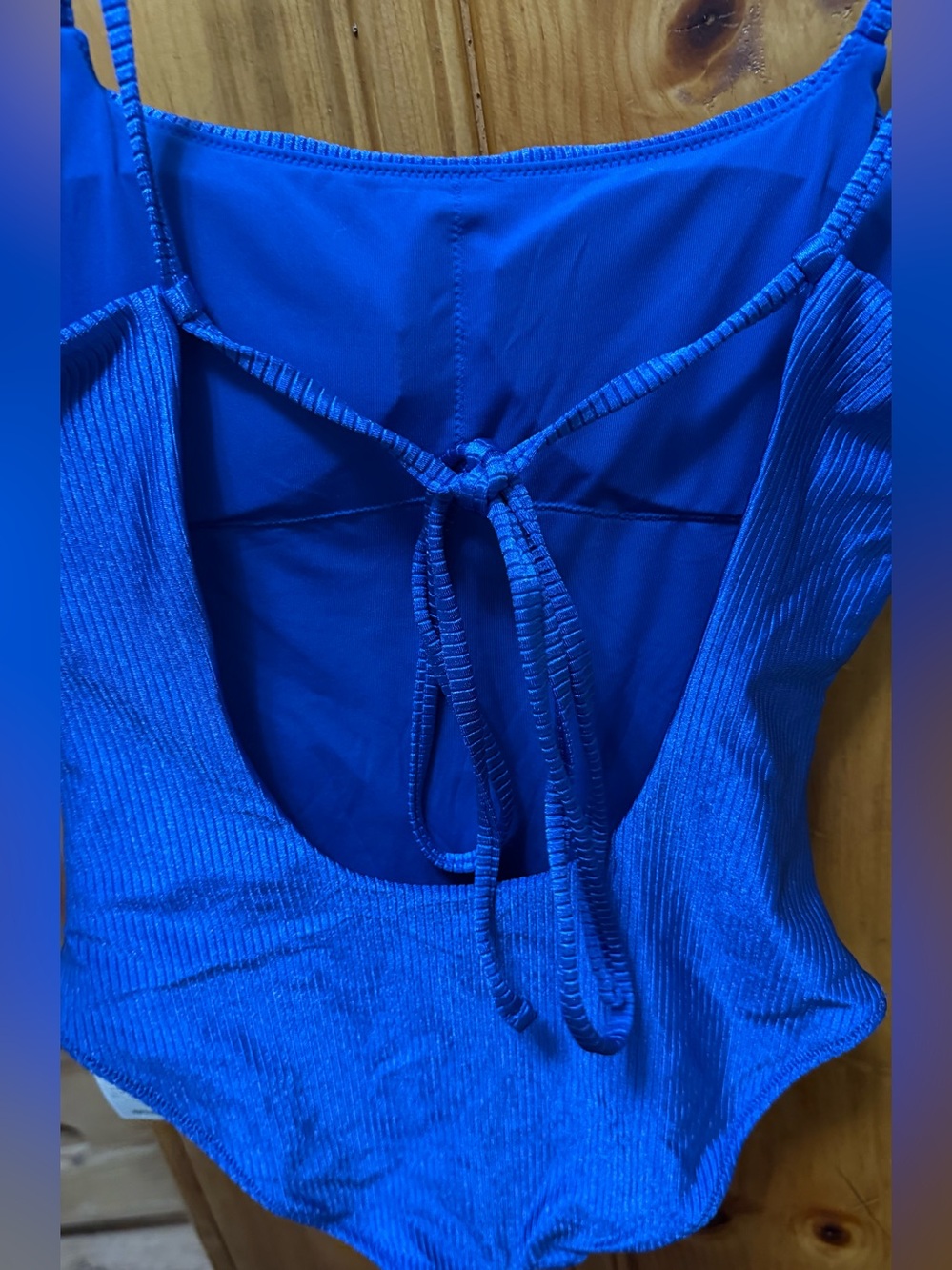 aerie NWT Electric Blue Ribbed strappy scoop One-Piece Full Coverage Swimsuit - Picture 6 of 12